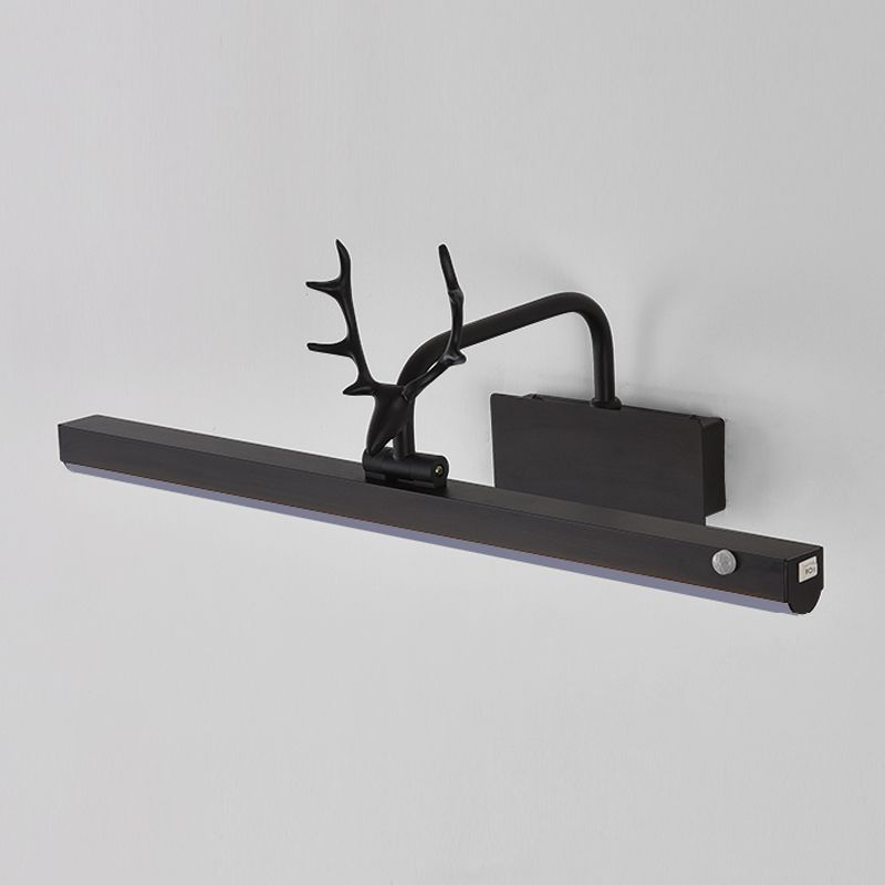 Metal Linear Shade Wall Sconce Modern Style 1 Light Specchio Light Seguite in nero