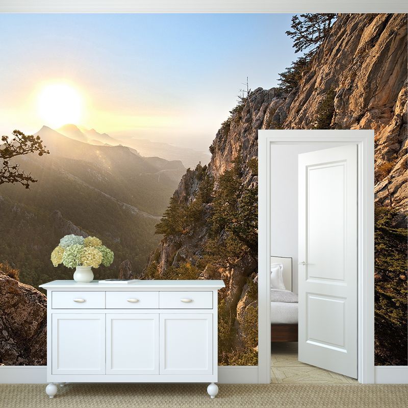 Mountain Scenery During Sunrise Mural Modern Waterproof Living Room Wall Art, Custom Size