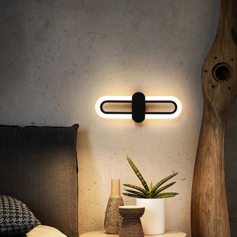 Minimalist LED Wall Lamp Ellipse Metal Sconce Lighting for Bedroom