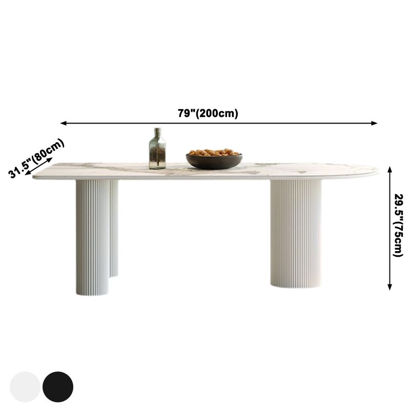 Eigentijdse eettafel Gesinterde stenen eettafel met 3 witte poten om te dineren