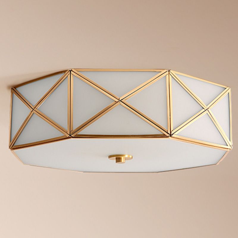 Dispositivo de luz de techo de cristal geométrico simplista de montaje de descarga de luz en oro