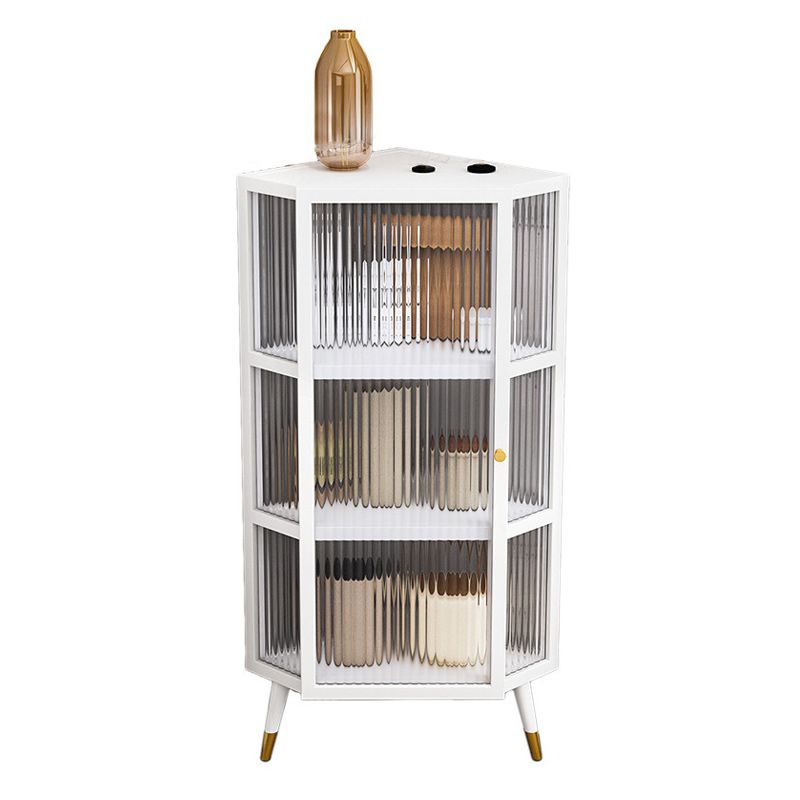 Industrial Corner Unit Curio Cabinet Metal Storage Cabinet for Living Room
