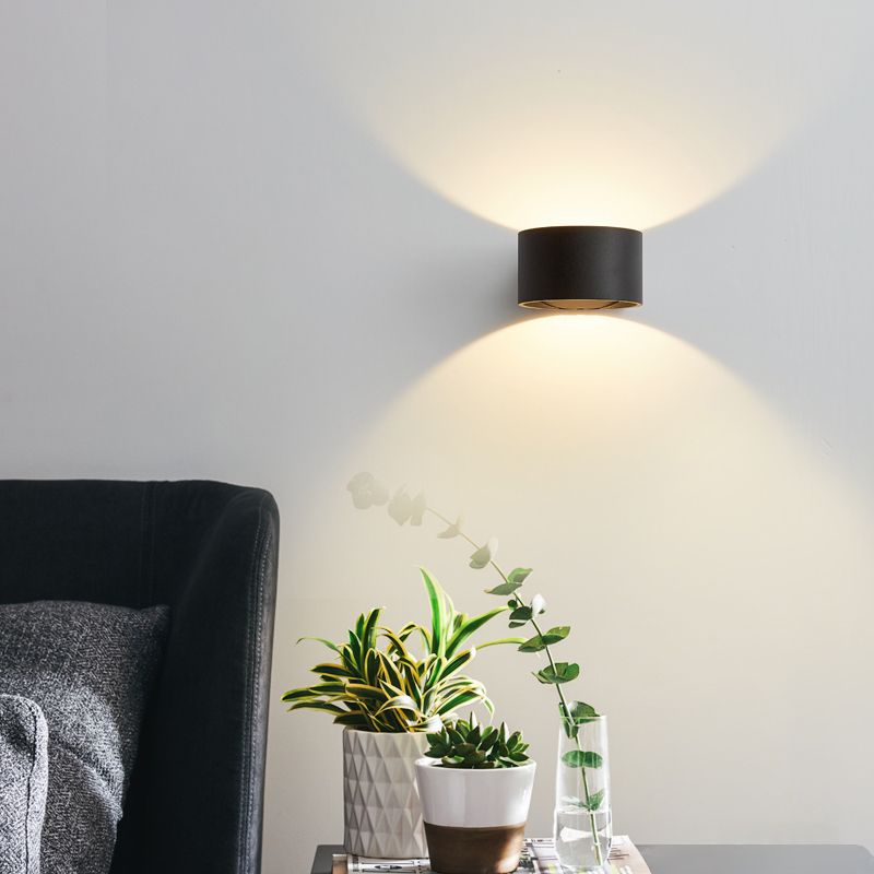 Half Cylinder Metal Wall Light Modern Style 2 Lights Wall Mounted Light Fixture