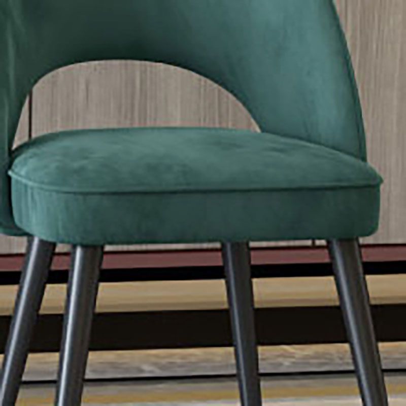 Sillas de comedor Nordic Glam, sillas laterales sin brazos con respaldo abierto para cocina con patas de metal