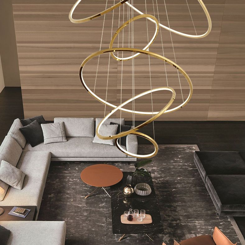 Moderne Ring Opgebroken verlichtingsarmatuur Metallic Pendant -verlichtingsarmaturen voor restaurant