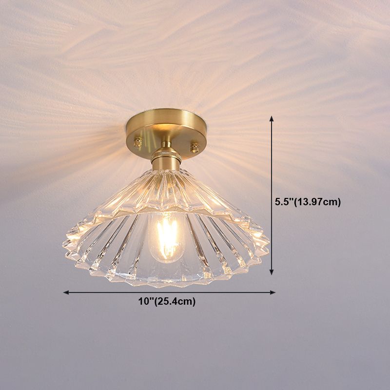 Shaded Glass Semi Flush Mount Light Fixture Nordic Style Brass Semi Flush Light Fixture