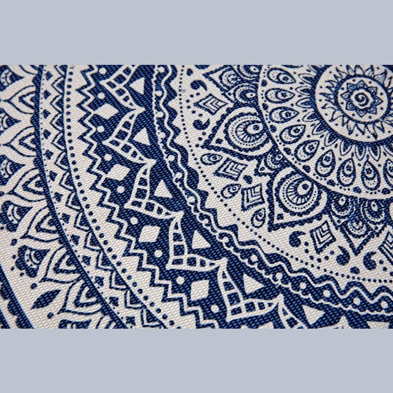 Bohemian Round Carpet Americana Pattern Indoor Rug Cotton Blend Fringe Area Rug for Home Decor