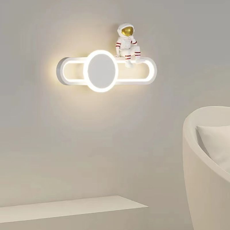 Nordic Style Iron Wall Light Ellipse Shape Wall Lamp for Children's Room (Included Doll)