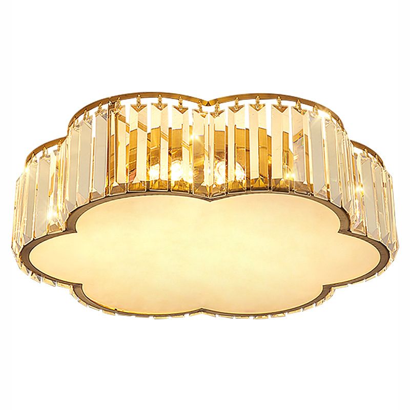 Plafonnier LED en cristal fleuri dans un style de luxe moderne en fer forgé pour chambre à coucher