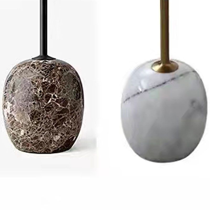 Mid-Century 17.7"/19.6" Metal Round Top Side Table Marble Pedestal End Table