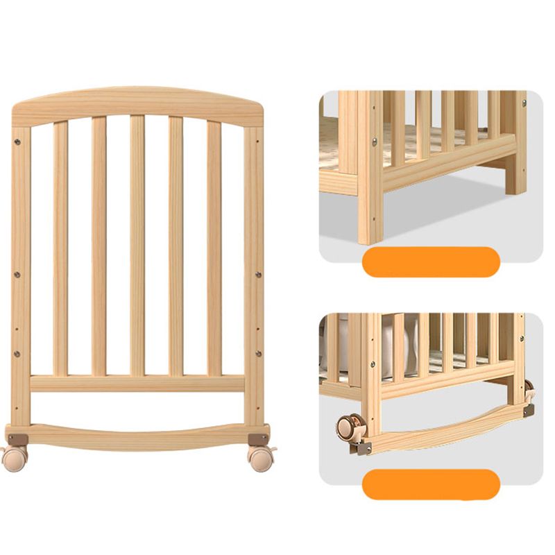 Wooden Solid Color Baby Crib Traditional Animal Print Nursery Bed