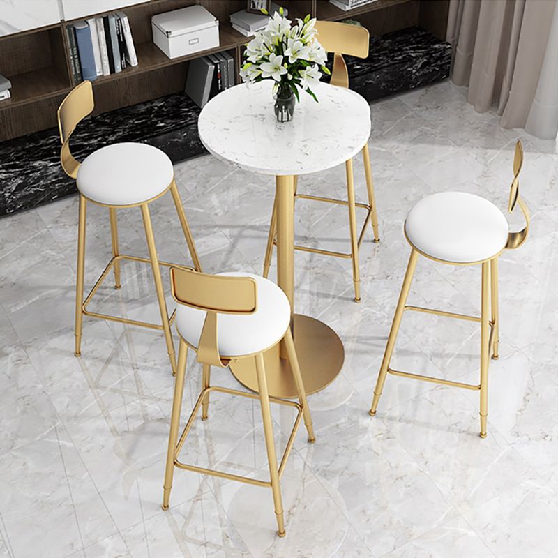 Faux Marble Bar Dining Table Bar Wine Table with Metal Pedestal Base