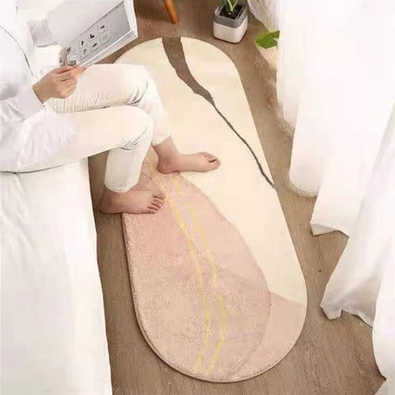 Beige Simple Rug Polyester Tulip Indoor Rug Non-Slip Backing Rug for Home Decor