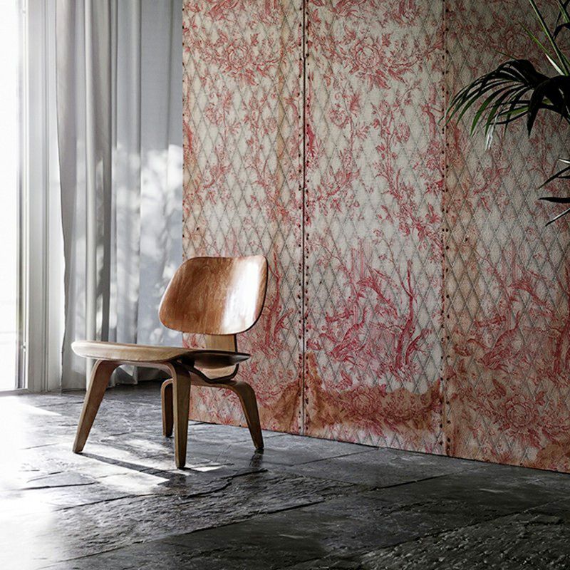 Large Net and Plant Print Murals Pink Non-Woven Fabric Wall Art, Moisture Resistant, Custom Made