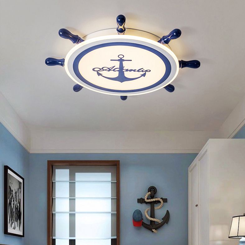Plafonnier LED bleu en acrylique pour chambre d'enfant, luminaire décoratif de plafond pour chambre d'enfant