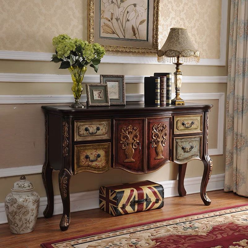 French Country Wooden Console Table Rectangle Console Sofa Table for Hall