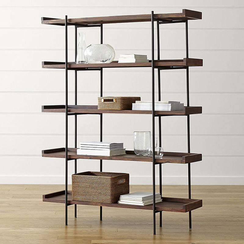Wooden Standard Bookcase Industrial Open Back Bookshelf with Shelves