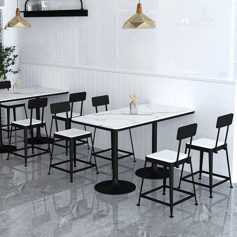 Modern Stone and Metal Dinette Set 1/2/5 Pieces White Table Set for Coffee Shop