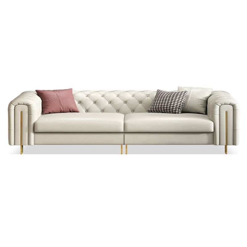Tuxedo Arm Sofa Contemporary White Sofa with Tufted Split-Back