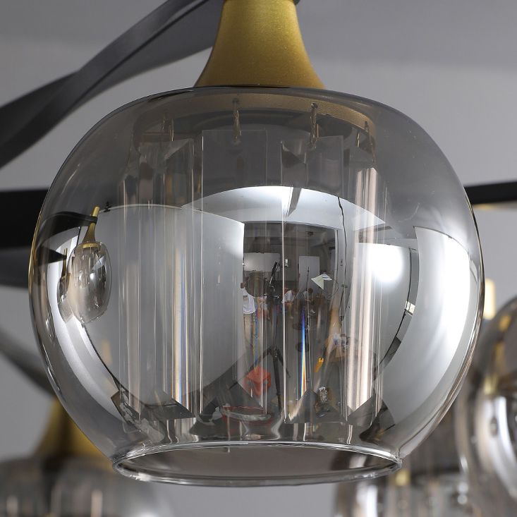 Chandelier postmoderne Chandelier Prismatic Crystal Dining Salle suspendue en noir-or