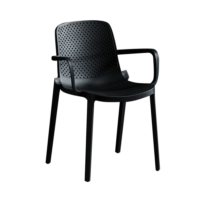 Modern Plastic Contemporary Kitchen Chair Arm Solid Back Dining Room Chair