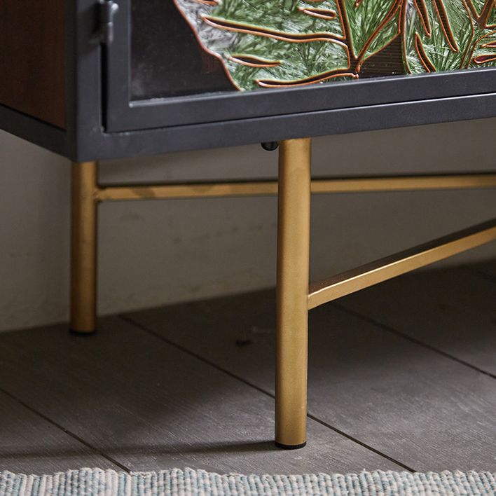 Traditional Wooden China Cabinet Glass Doors Display Stand with Doors