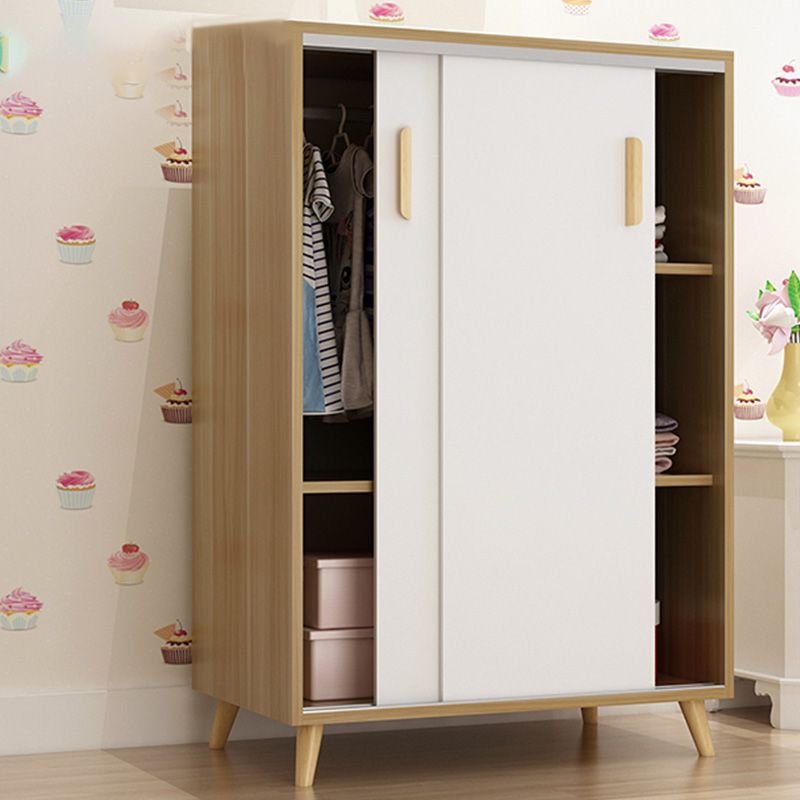 Blue Contemporary Kids Closet High Gloss Wooden Closet with Garment Rod