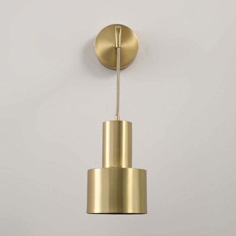 Lámpara de pared colgante artística moderna Luz de pared cilíndrica de cobre para espacios interiores