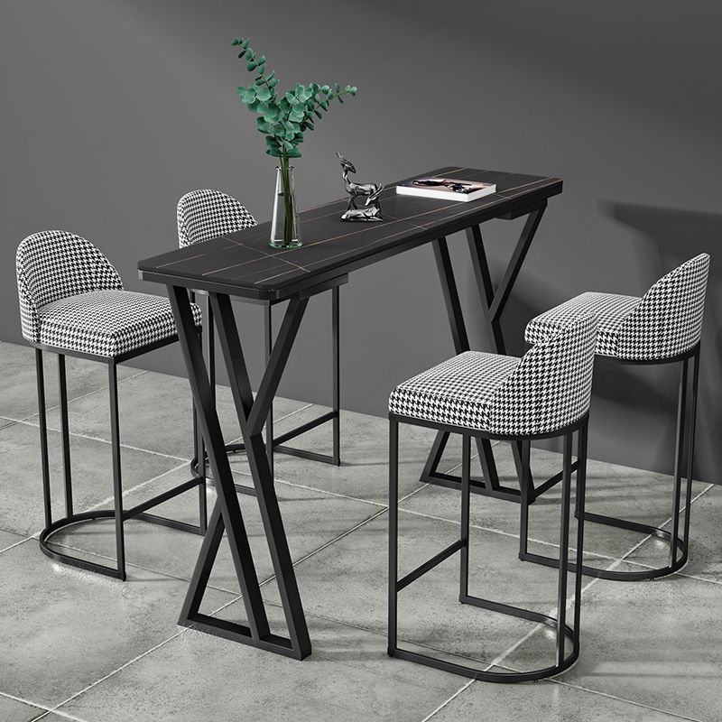 1/5 Pieces Bar Stool and Table Set Rectangular Modern Pub Table Set