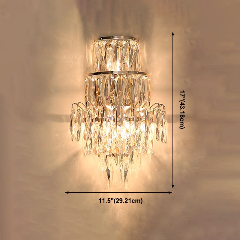 Unique Shade 3 Lights Wall Sconce Modern Style Crystal Wall Mount Light Fixture in Brass