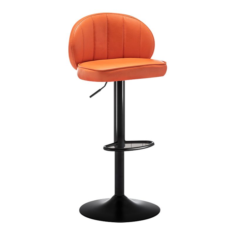 Taburete de bar de acero con respaldo moderno, taburete elevable con cojín de cuero