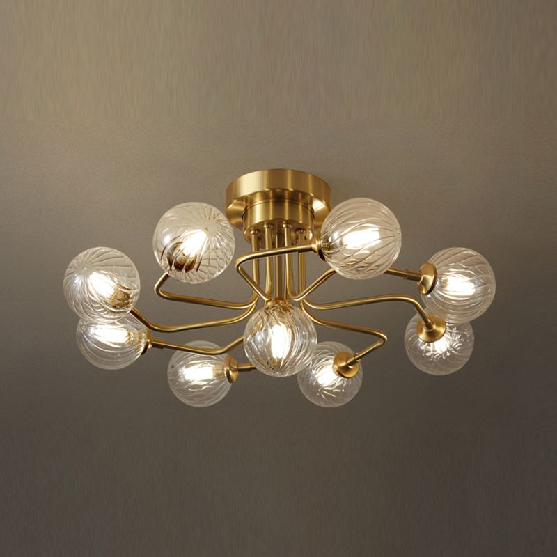 Contemporary Sphere Flush Light Fixture Glass Flush Mount Ceiling Fixture in Gold