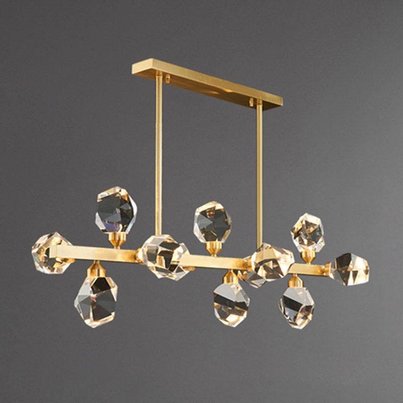 Multi-Light Island Lighting Modern Style Geometric Shape Crystal Hanging Lights