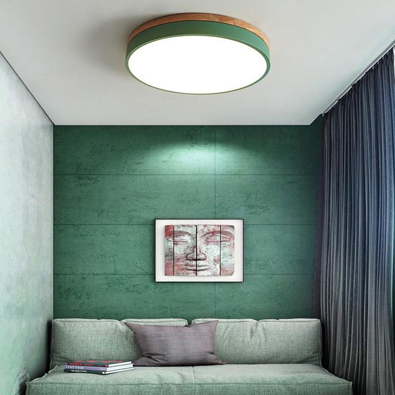 Circular Flush Mount Modern Metal 12"/16"/19.5" Wide LED Green Close to Ceiling Lighting with Acrylic Diffuser