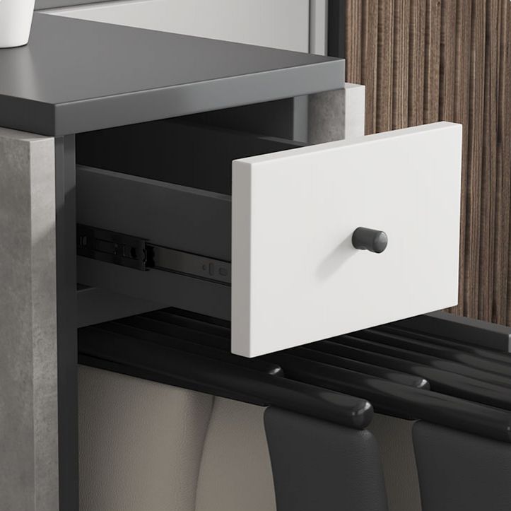 Modern Foldable Wood Top Dining Table Extendable for Small Spaces in Grey