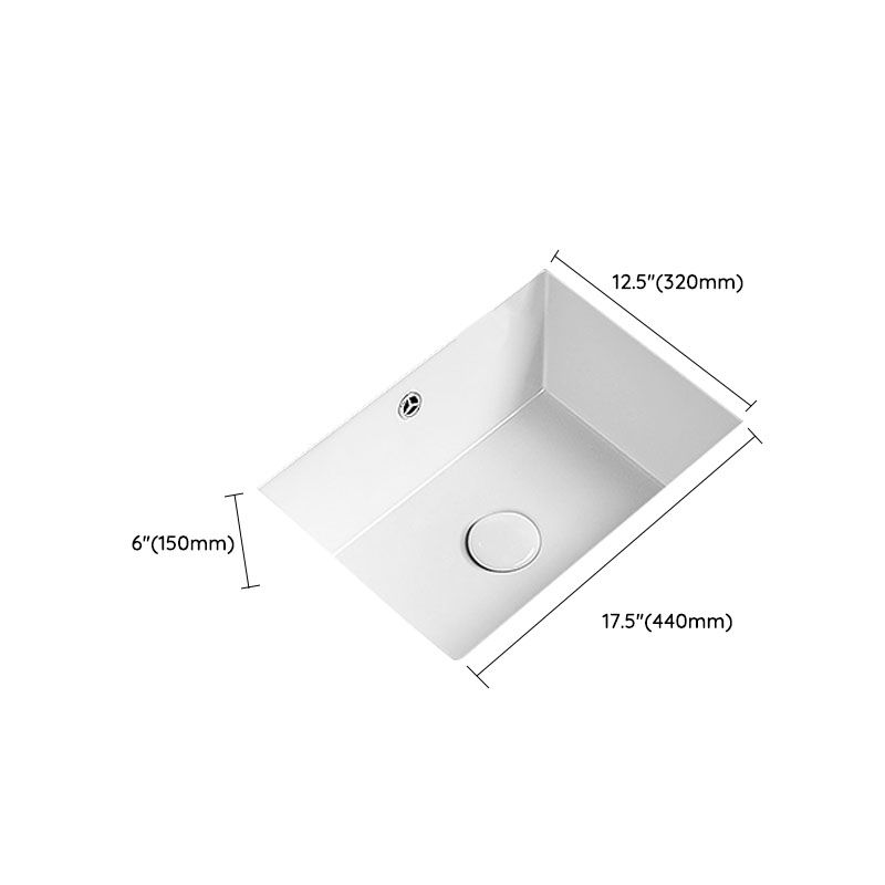 Modern Undermount Bathroom Sink Porcelain with Overflow and Faucet Basin Sink