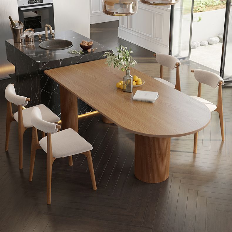 Solid Wood Contemporary Free Form Dining Table Wood Top Table for Dining Room and Kitchen