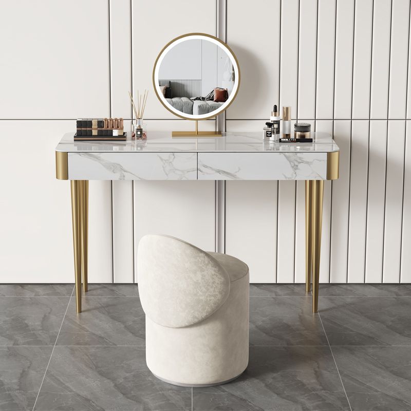 Luxurious Vanity Makeup Dressing Table Stool Set with 2 Drawers