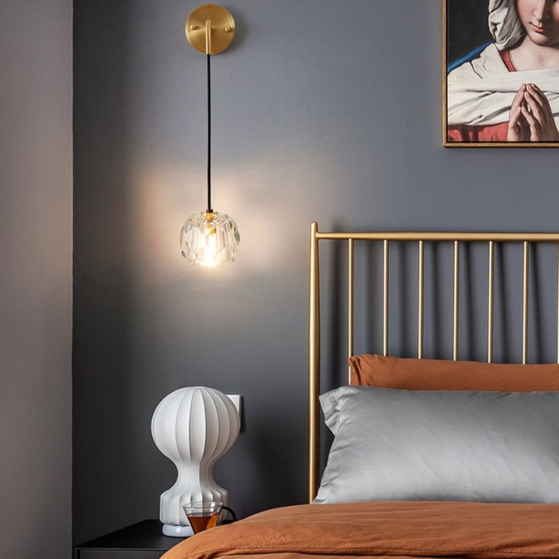 Contemporary Wall Sconce Crystal and Brass Sconce Lighting for Hallway
