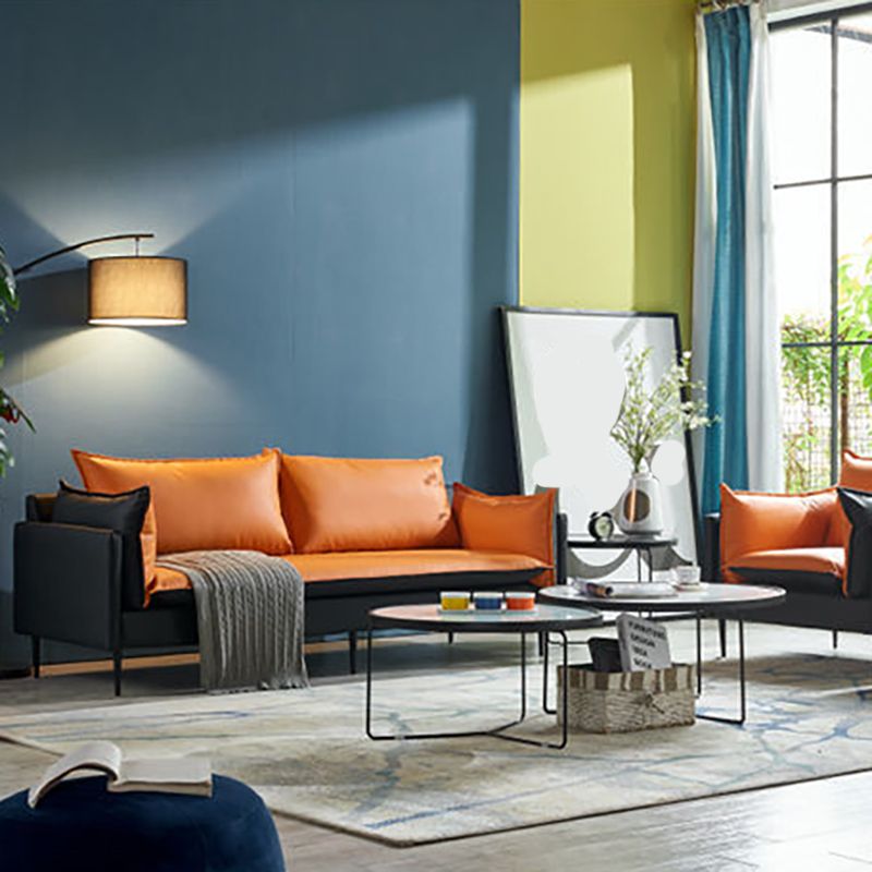 Moderner Stil quadratischer Armlehre Schwamm Kissen Kissen tragen resistente Napa -Ledersofa