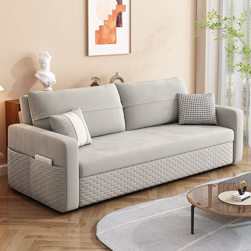 Metal Frame Sleeper Sofa Light Gray Square Arms Sofa Bed with Upholstered, 32.28" Wide