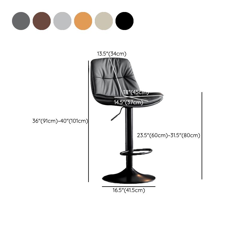 Swivel Adjustable Height Bar Stool Industrial Faux Leather Bristol with Footrest