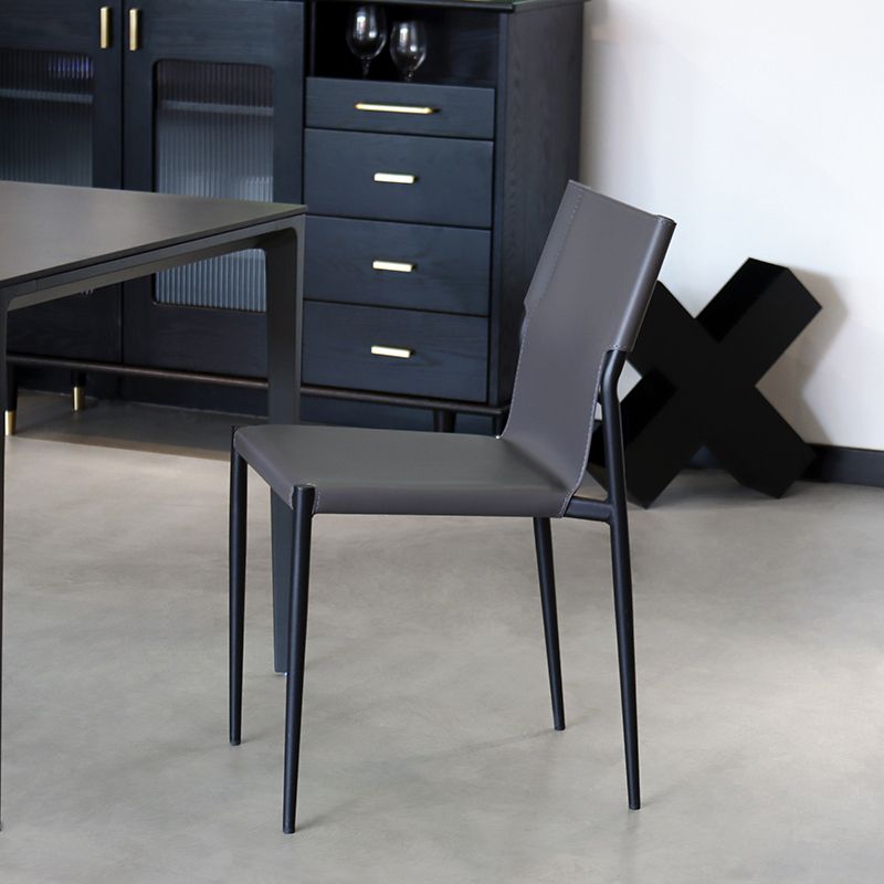 Faux Leather and Metal Dining Room Chair Contemporary Side Chair
