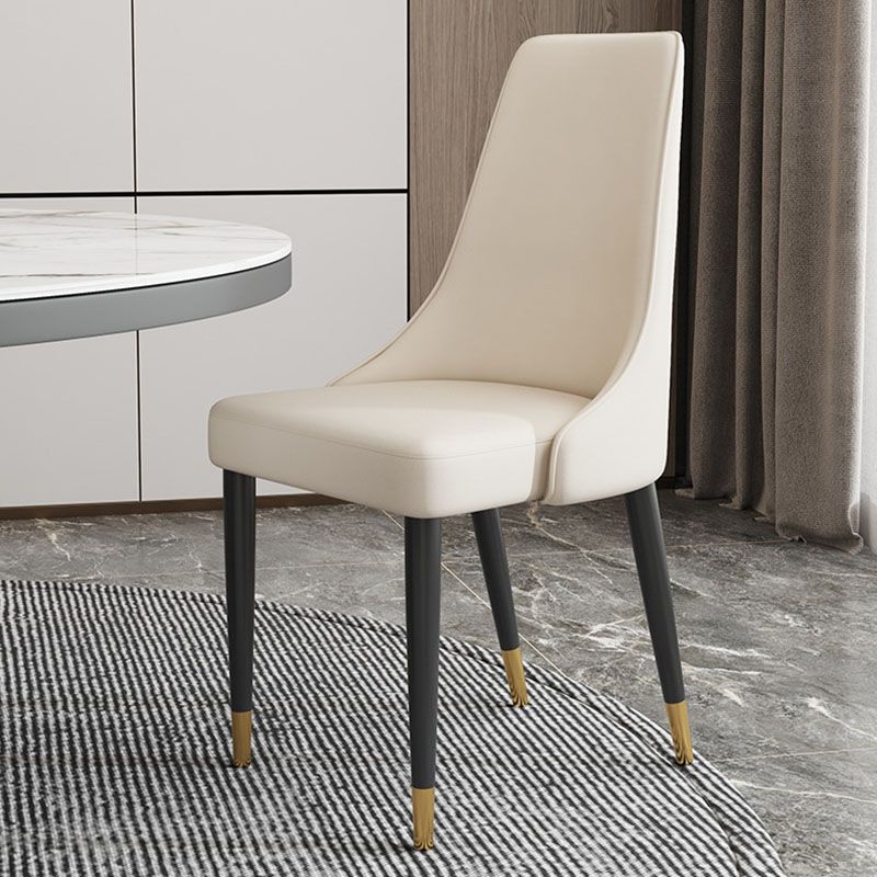 Glam Faux Leather Dining Chair Parsons Chair in Matte Finish for Kitchen