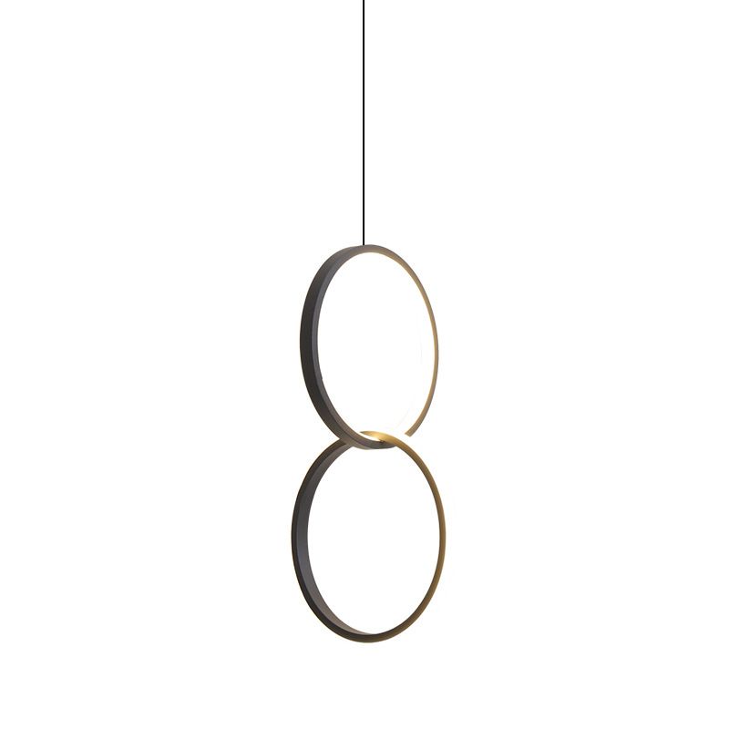 LED Slaapkamer Down Lighting Pendant Noordse stijl hanglampje plafondlicht met ringen metalen schaduw