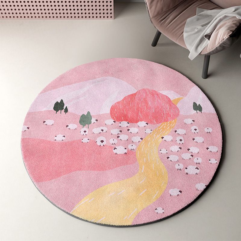 Green Flower Carpet Polyester Modern Area Carpet Stain Resistant Carpet for Home Decor