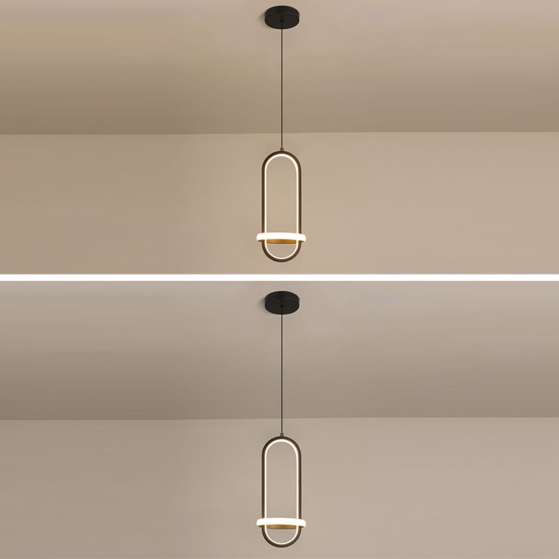 Aluminium LED Hanging Light dans un style concis moderne en fer forgé, une lumière suspendue géométrique avec une teinte en silicone