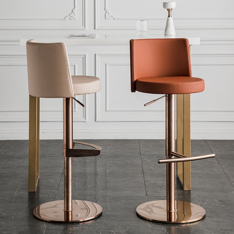Glam Style Faux Leather Barstool Liftable Counter Bar Stool for Kitchen
