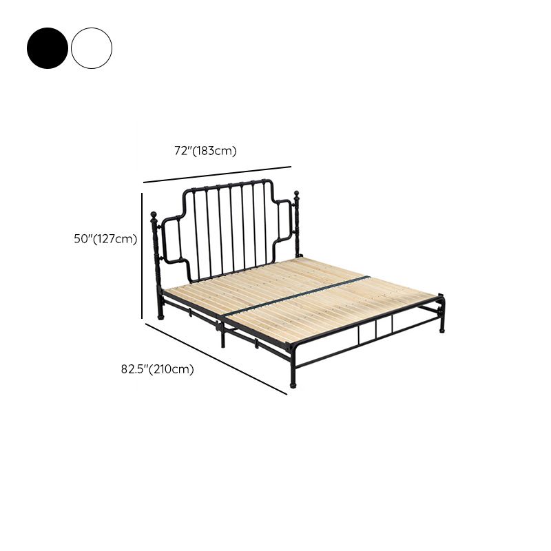 Black/White Open-Frame Bed 50" High Metal Bed with Headboard