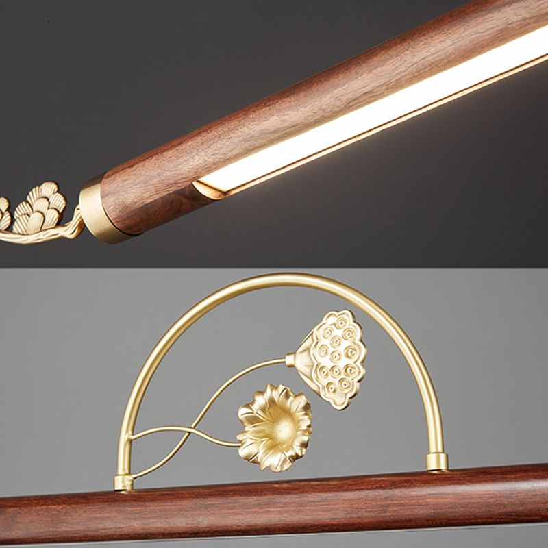Modern Wood Ceiling Light Linear Shape Island Light with Plastic Shade for Living Room